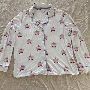 PJ Salvage NWT | Gone Napping long sleeve button down stars print top | Large